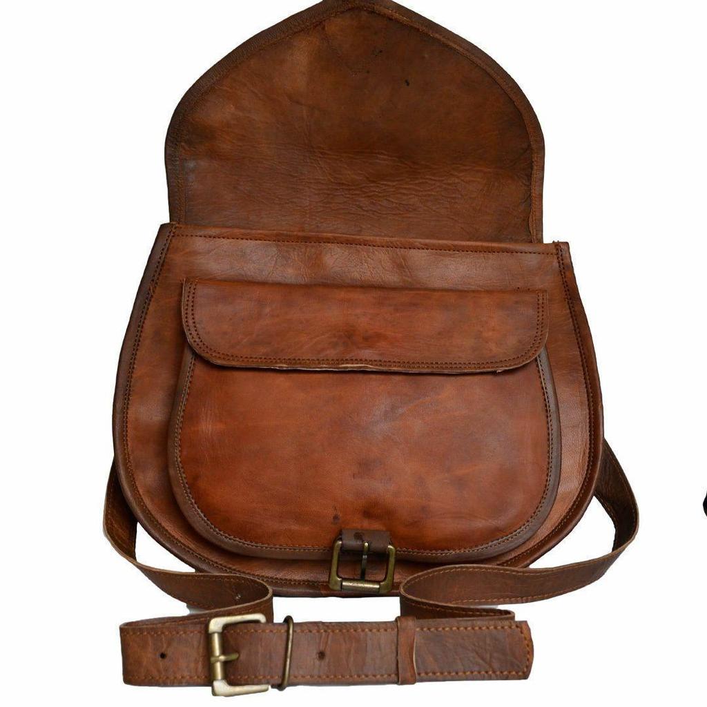 Винтажная сумка через плечо из натуральной козьей кожи Коричневая сумка через плечо через плечо