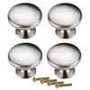 Stainless Steel Drawer Handles, Architectural Hardware Knobs, and Drawer Pulls with Screws for Cabinets, Cupboards, and Dressers. Set of 4, Single Hol