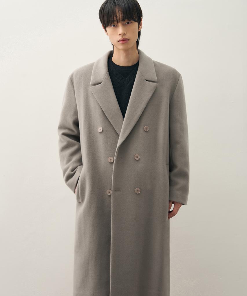 Draw Fit Premier Pure Cashmere Robe Double Coat [Beigeish Grey]