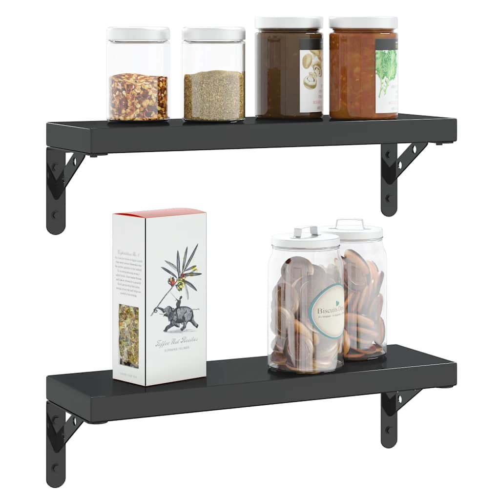 Shelf Brackets 4 pcs 15 x 2.5 x 11.5 cm Black Stainless Steel
