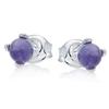 [R0813] - Серебряные серьги «Меган» с аметистом (родиевое покрытие) - 4 мм