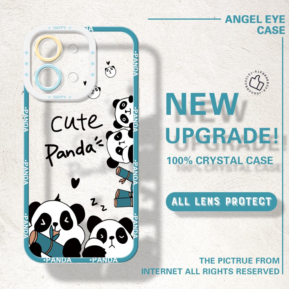 For Vivo Y15S Y17S Y36 Y20 Y22S Y28 Y75 Y33S Y18 V27 V29e V30e V20 V21 Tecno Pova 5 Soft Transparent Phone Case Cartoon Cute Panda Pattern Cover