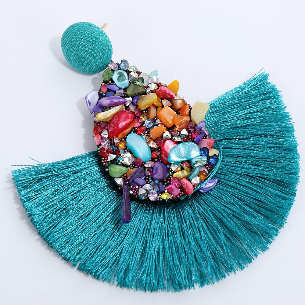 New Fashion Jewelry Charm Crystal Glitter Sequins  Dangle Tassel Earrings Fringe Drop Teardrop