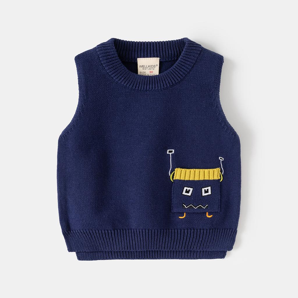 Boys Knit Sweater Vest Pullover Sleeveless Casual Spring Autumn Fashion Top Clothing for Toddler and Kids