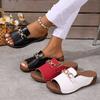 Fashion Women Slippers Summer New Fashion Metal Button Shoes Wedge Beach Sandals Women Outside Platform Leisure Slippers Slides Women