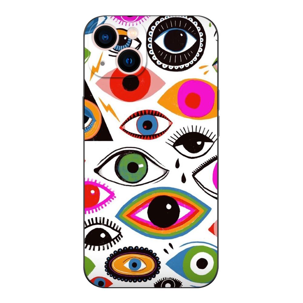 Черный ТПУ чехол для Vivo Y85 Y89 Y91C Y90 Y91i Y91 Y95 Y93 Y93S 5G Y83 T1X 4G Задняя крышка Иллюстрация Злой глаз