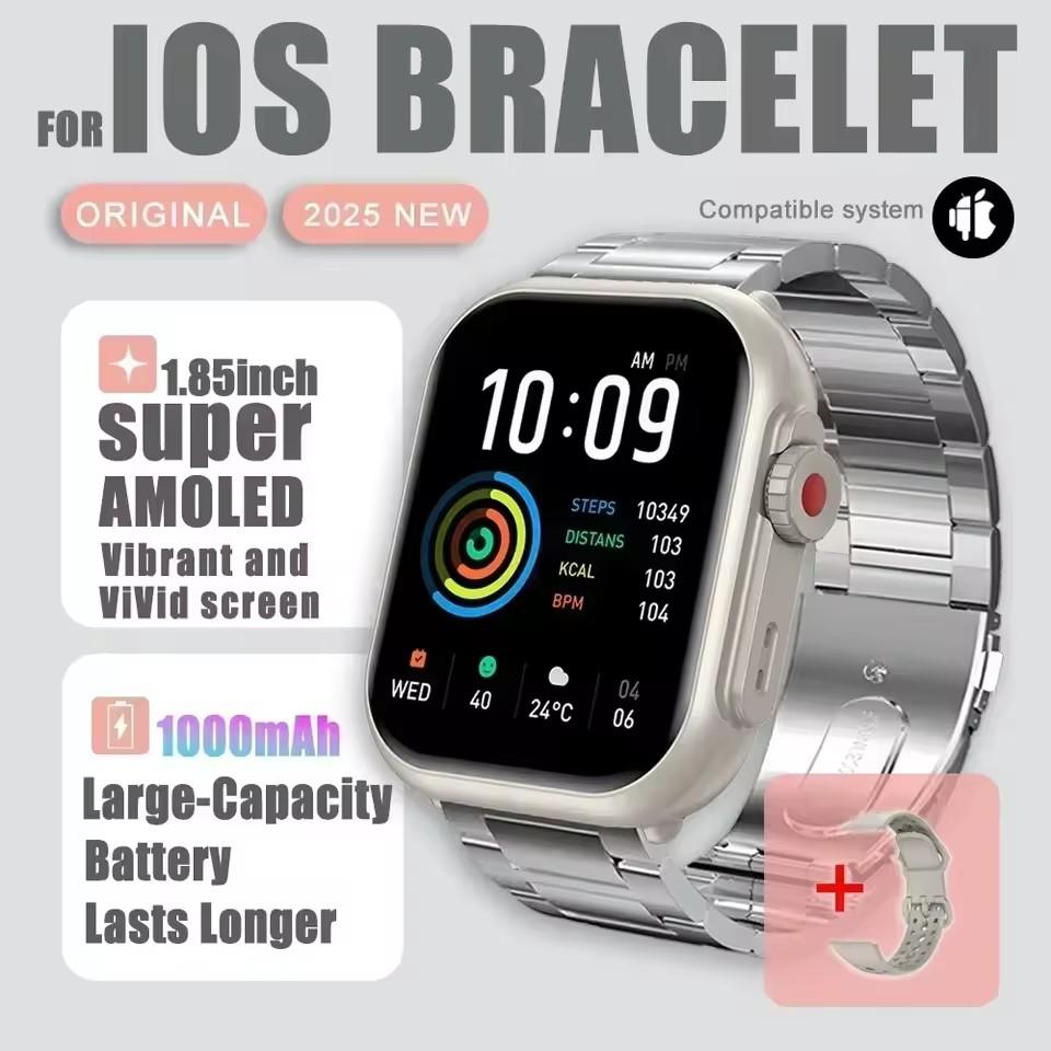 Новые умные часы 1000 мАч Длительное время работы от аккумулятора Для мужчин Женщин Фитнес Спорт Bluetooth-вызов Водонепроницаемые 1,85-дюймовые Полноценный сенсорный экран Умные часы