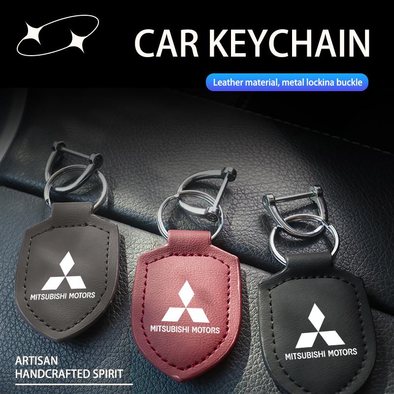 For Mitsubishi Fashion Leather Car Keychain Retro Style Keyrings Accessories Outlander Lancer L200 ASX Pajero Grandis Eclipse MF8