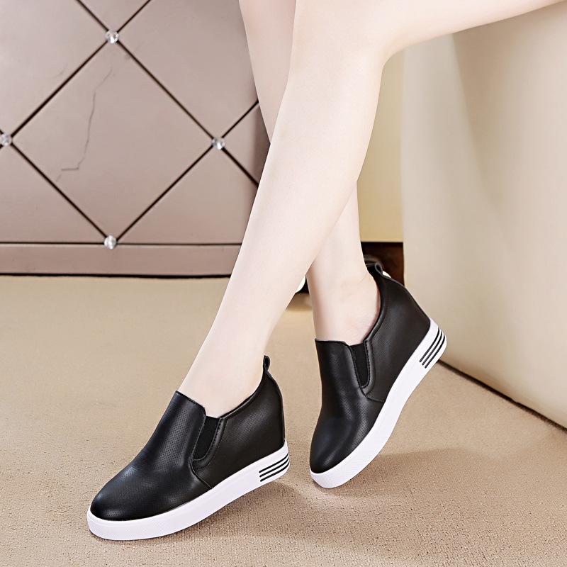 Fujin Genuine Leather White Comfy Height Wedges Shoes Woman Fashion Platform Sneakers Women Casual High Heels Footwear Women Spring Autumn