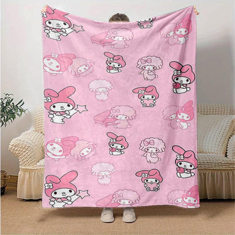 1pc My Melody and Little Twin Stars Blanket, Soft Throw for Home Decor, Gift Idea, Living Room, Travel, Camping, Car Blankets, Beach, Office Naps, Sui