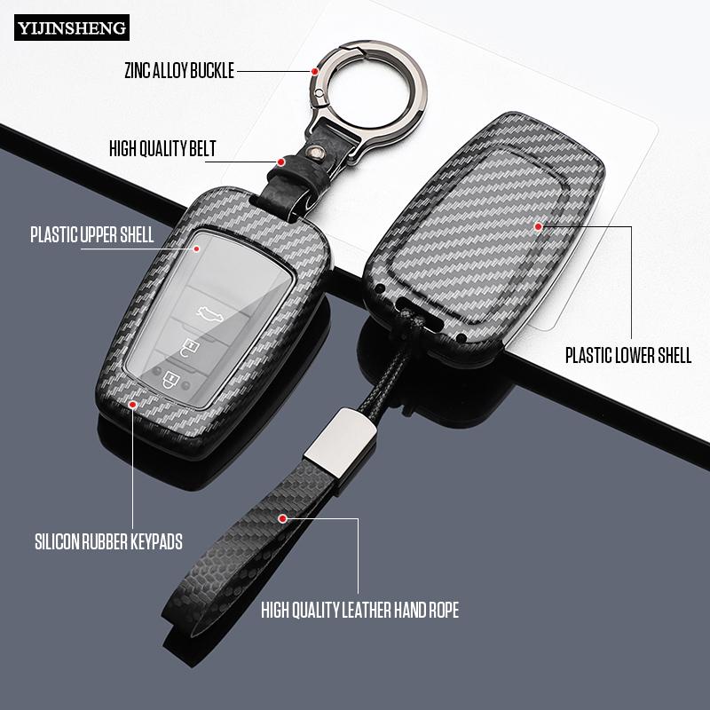 Carbon Style ABS +TPU Car Key Case Cover Fob Keychain for Toyota Prius Camry Corolla C-HR CHR RAV4 Cruiser Prado Altis