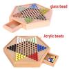 Checker Glass Marbles Wooden Tabletop Game, Chess, Card Game, Competitive Puzzle Toy with Drawer-style Storage.