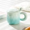 Высококачественная градиентная керамическая чашка, нишевый дизайн, кружка с крышкой и ложкой для девушек, кофейная чашка, чашка для питья воды для пары