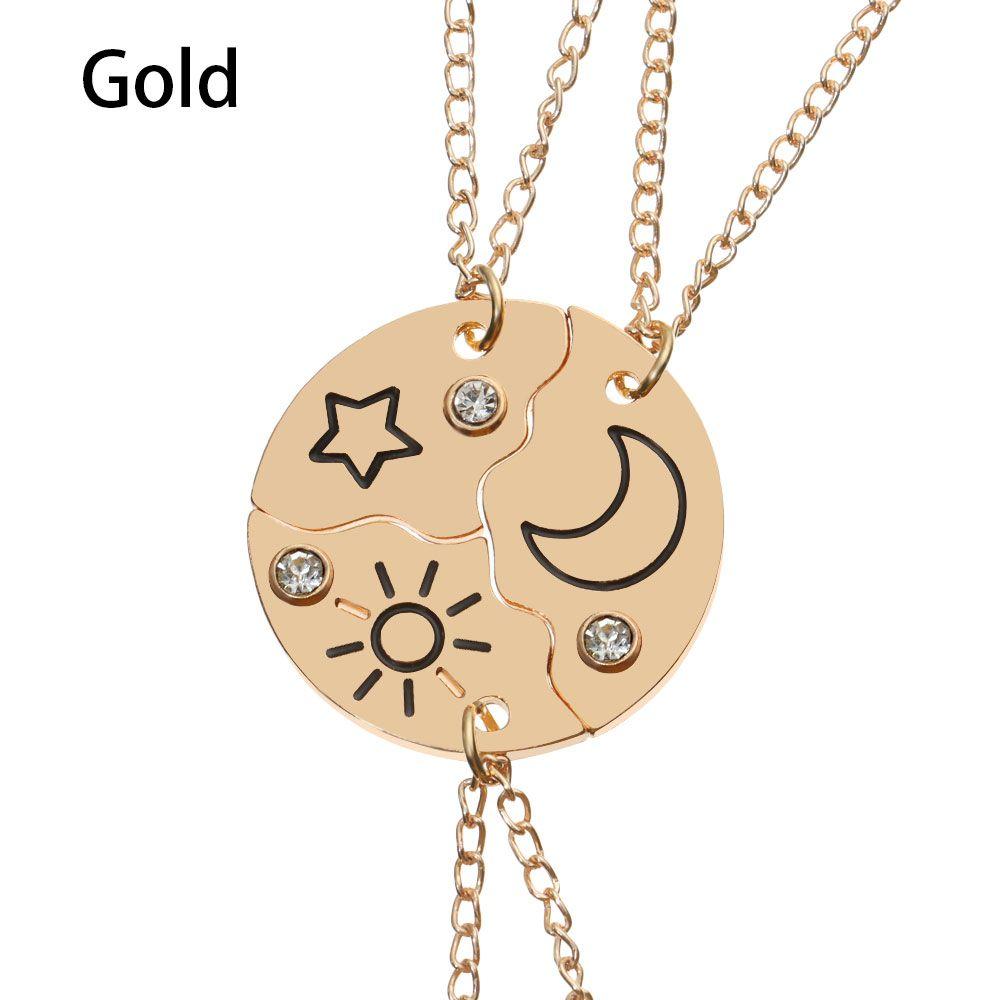 Ювелирные изделия, инкрустированные горным хрусталем, солнцем, луной, облаком, звездой, ожерелье дружбы, лучший друг, лучший друг, кулон BFF