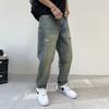 Patch Ripped Jeans Men's American High Street Vintage Old Beggar Wind Straight Loose Daddy Denim Pants