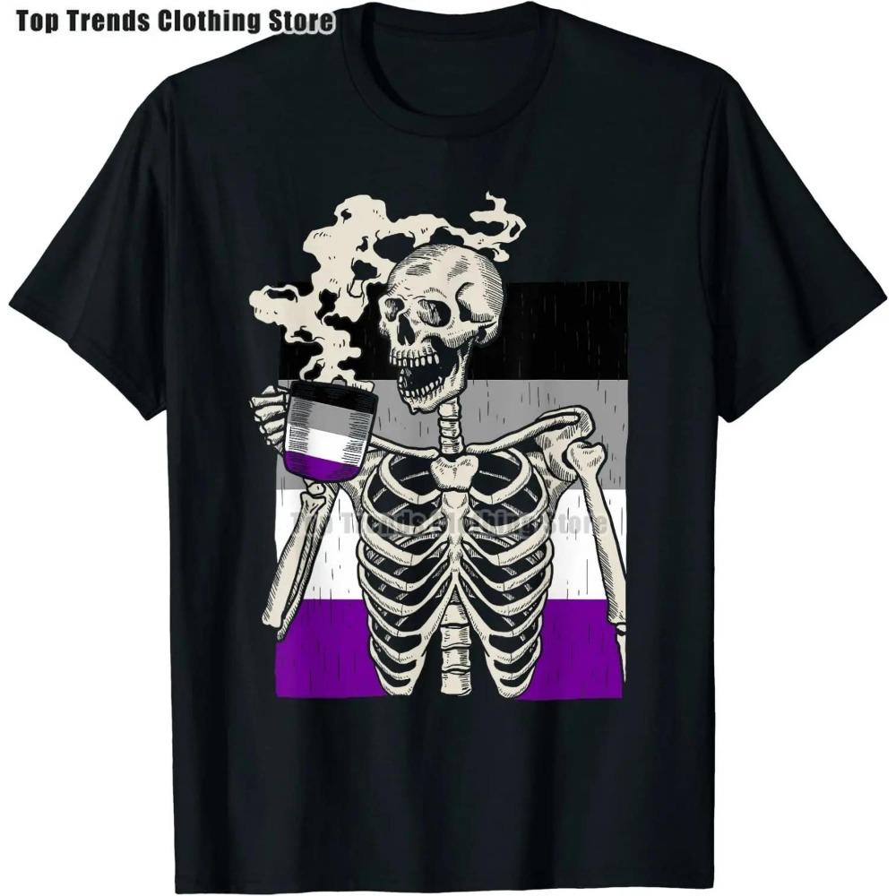 Скелет пьет кофе ЛГБТ-Q Пансексуальная гордость Пан флаг футболка