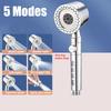 5 Spray Filtered Shower Head ABS HighPressure Water Saving Showerhead Fall Resistance Bath Shower Nozzle Set with Stop Button