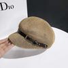 Spring and summer mesh hollow octagonal hat children summer travel versatile sunscreen straw hat British duck tongue beret
