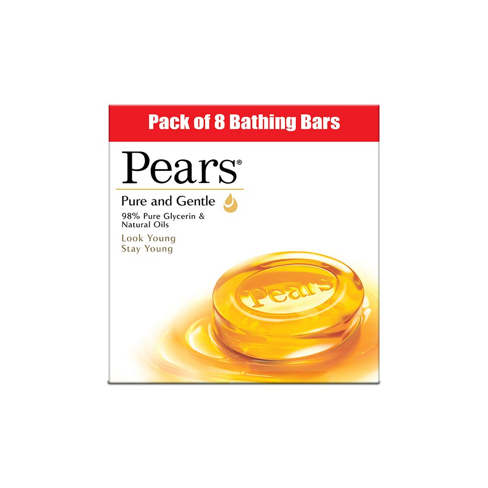 Pears Увлажняющее мыло для купания с глицерином Pure & Gentle For Golden Glow 125г (Пакет из 3)
