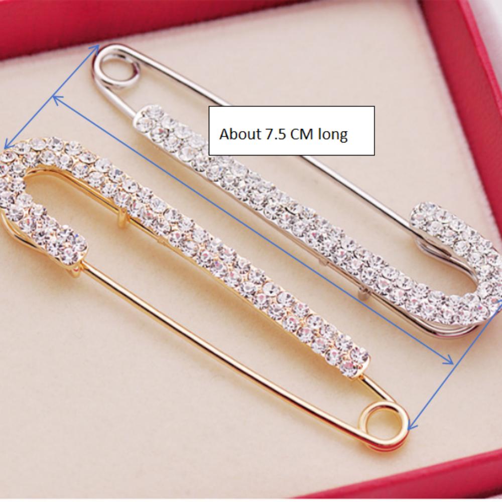 Большая безопасная булавка золотого цвета, джинсовая пряжка, роскошные хрустальные зажимы, шарф