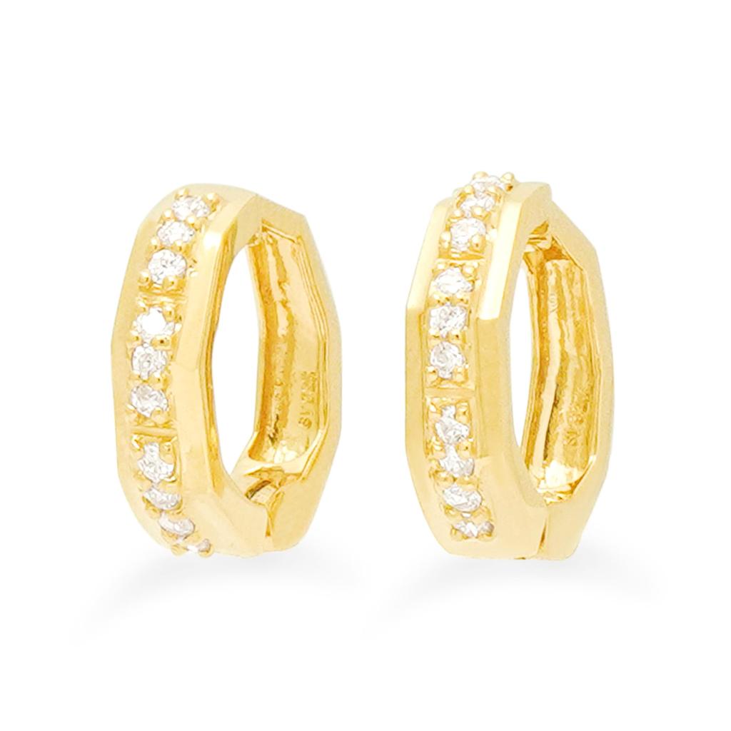 ESTELLE [Official] Women's Silver Earrings with Yellow Gold Plated Cubic Zirconia (Product Code: 0776-0071-0000-0000)