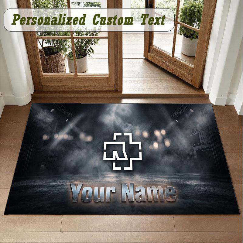 Crystal Velvet Square Rug Custom NameRammstein Pattern Non Slip Home Floor Decor Rug