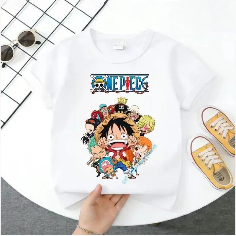Мальчишеская толстовка One Piece 2026 - Детский повседневный топ с коротким рукавом - Летний с мультяшным принтом