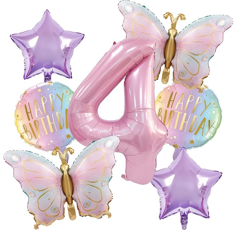 Pink digital butterfly aluminum foil balloons and purple star balloons are suitable for butterfly themed parties and birthday