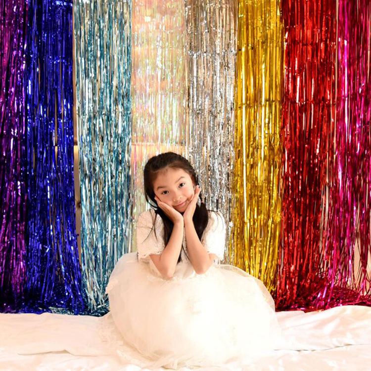 2x1m Children's Party Wedding New Year Laser Rain Silk Door Curtain Decoration
