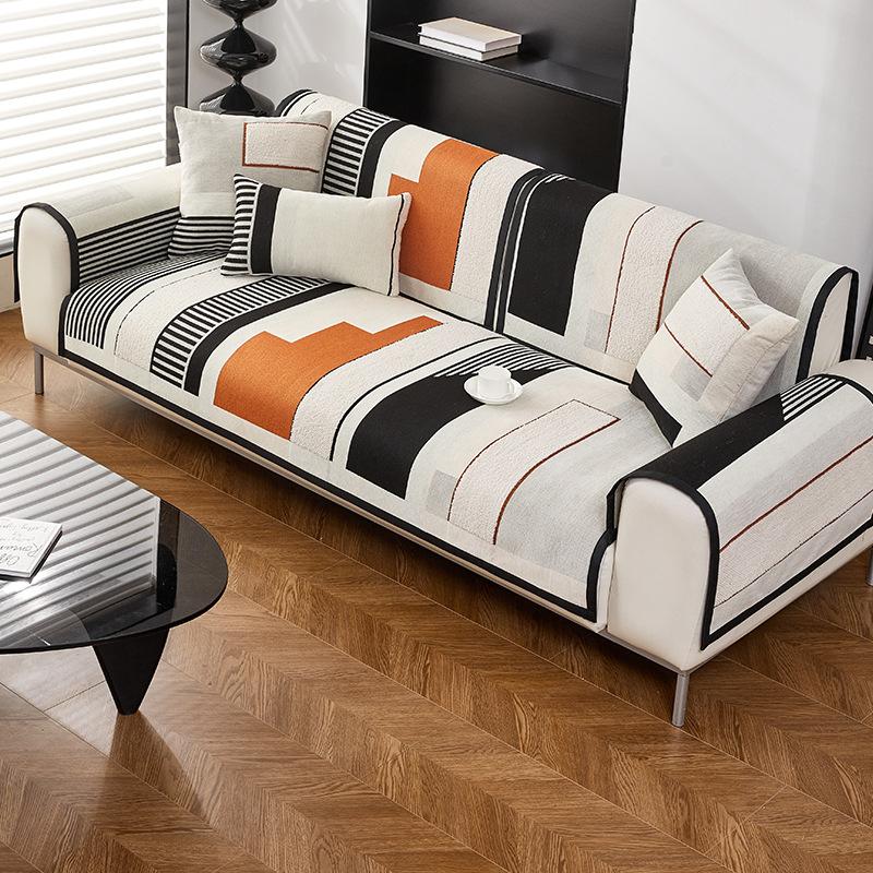 Chenier Sofa Cushion, Universal Non-Slip Seat Cushion For All Seasons, Nordic Light Luxury Leather Sofa Cover New Cover