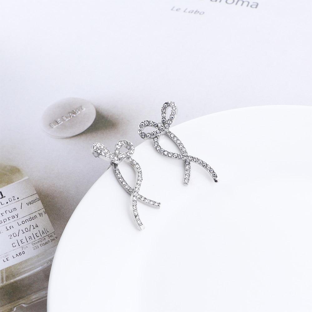 Earrings Rhinestone Bownot Zircon Bow Earrings Korean Style Rhinestone Bow Ear Studs Women Earrings