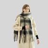 Winter Mohair Plaid Fringed Scarf Women's Thickened Warm High-end Scarf Simple Versatile Fashion Scarf