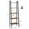 Ladder Shelf, 5-Tier Industrial Shelf, Storage Unit, With Metal Frame, For Living Room, Kitchen, Rustic Brown