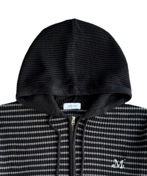 Mucent May Oversized Striped Hand Warmer Knit Zip-Up Hoodie Unisex (2 Colors)