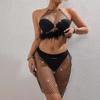 Clothes Hot-selling Rhinestone Fishing Net Fashion Backless Neck Sling Skirt Set of the Same Material