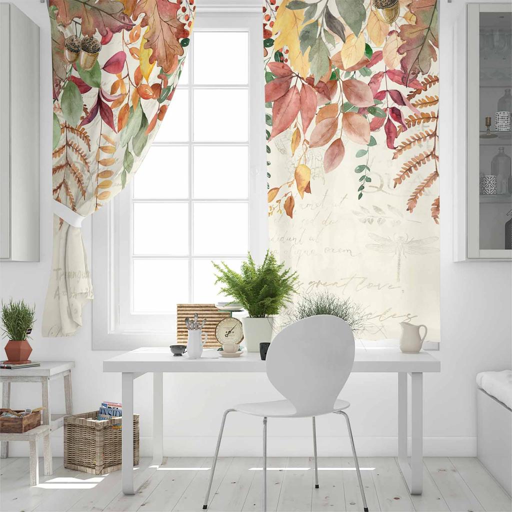 День благодарения Осенний эвкалиптовый затемняющие шторы для гостиной спальни оконные шторы жалюзи
