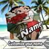 Custom Name Personalized Betty Boop Print Umbrella, Auto Open Close, 8‑Rib Sturdy Frame, Commute Camping Hiking Use, Birthday Gift