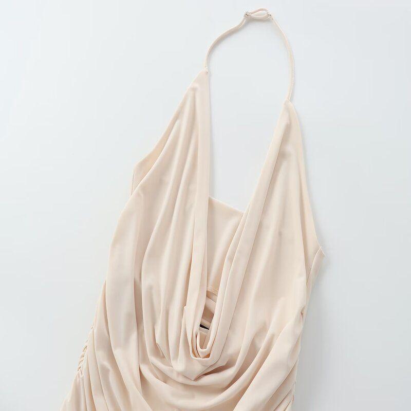 Fashion Style 2024 Summer New Arrival Women's Clothing Stylish Sling Draped Halterneck Long Dress 8342363