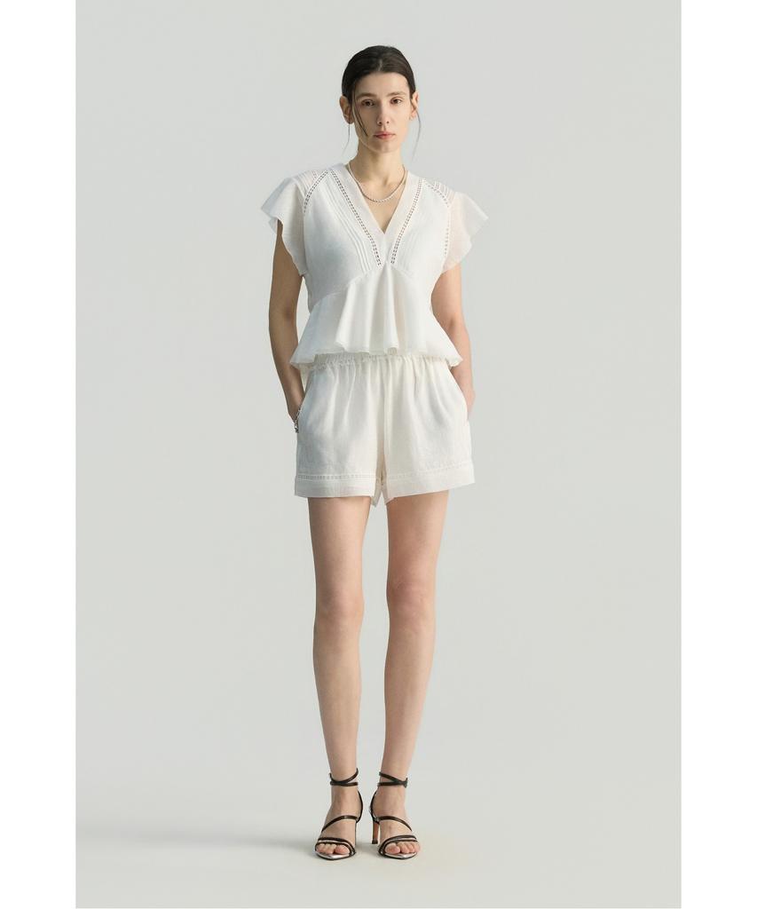 IROWOMEN Daviniaspe Lace Panel Banding Shorts Iopom26107Ivx