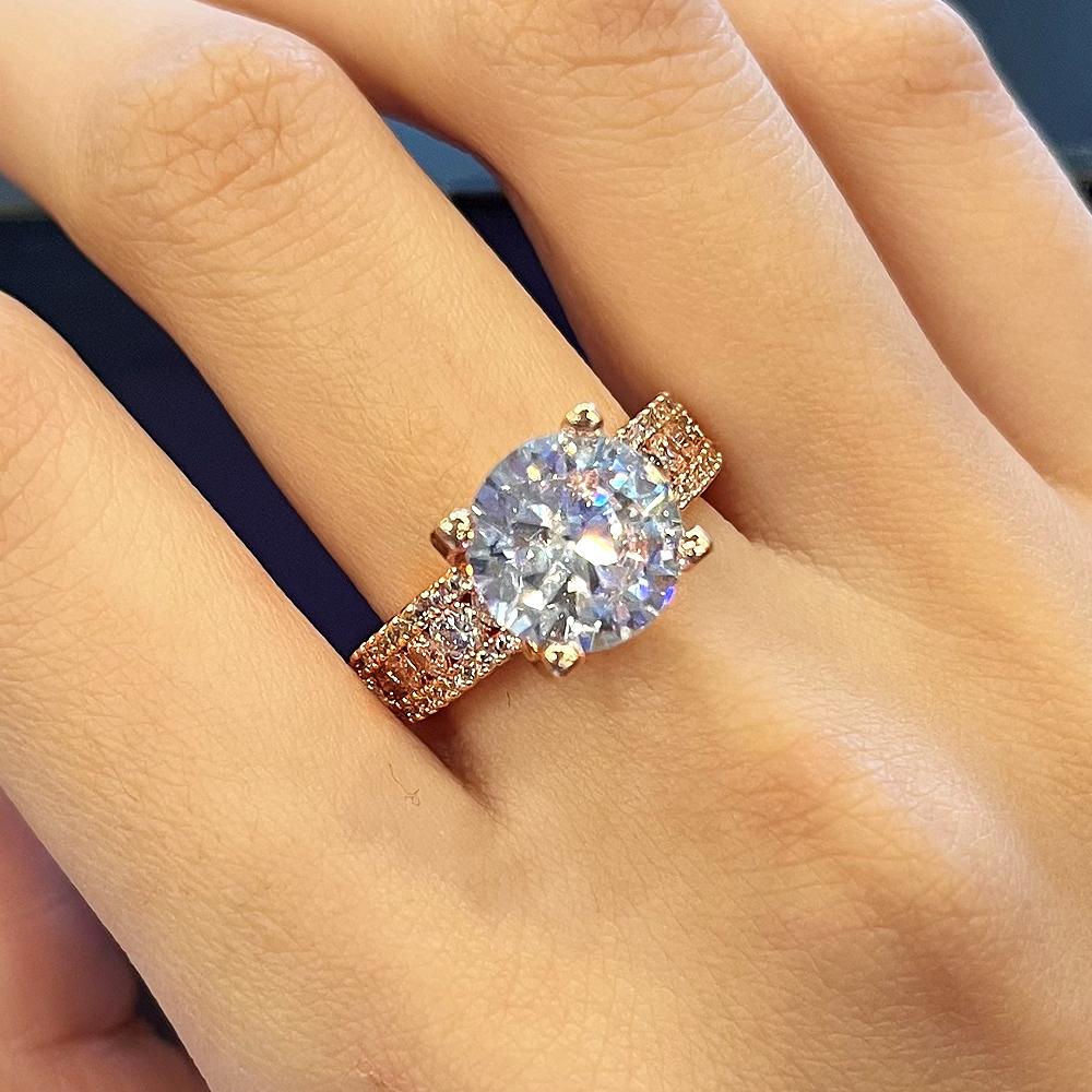 Новое обручальное кольцо для женщин, модное кольцо на палец цвета розового золота, роскошные аксессуары для помолвки, ювелирные изделия высокого качества