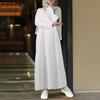 Women Long Sleeve Muslim Islamic Dress Casual Striped Kaftan Dress