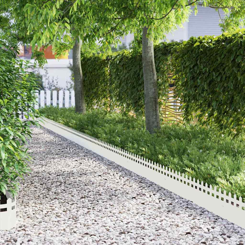 Lawn Edging 10 pcs White 103 x 0.05 x 22 cm Steel