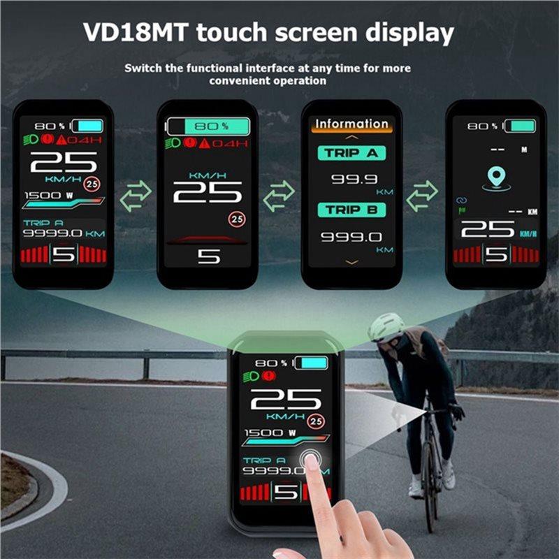 A07T-Дисплей для электровелосипеда VD18MT Для мотора Bafang UART Протокол Ebike Центральный привод Ebike Дисплей 5-контактный Ebike2