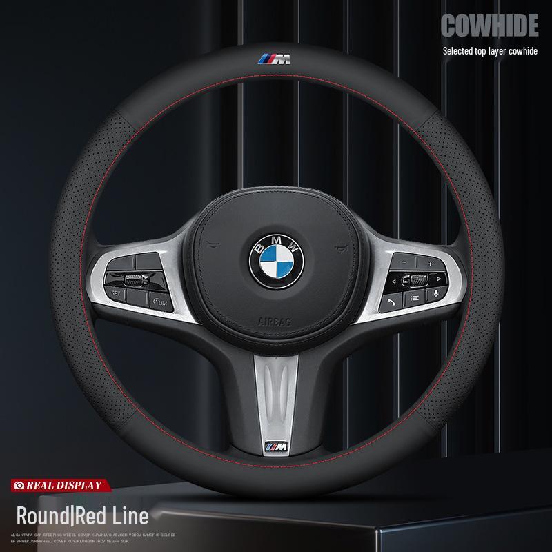 BMW Genuine Leather Anti-Slip Steering Wheel Cover for 3, 5 Series, X1, X2, X3, 320li, 525 Models