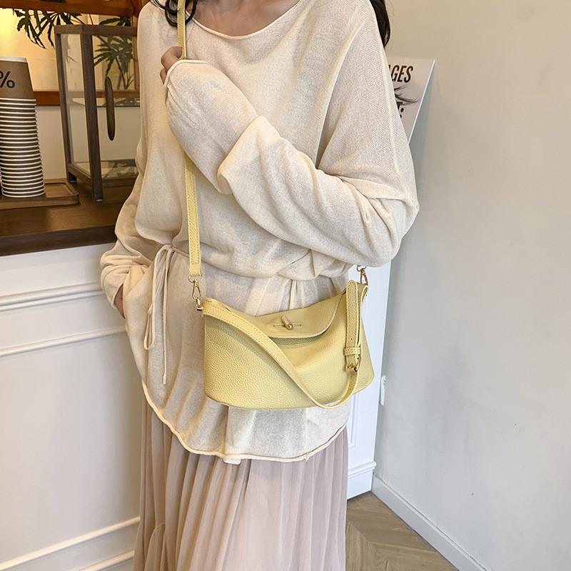 Однотонная простая сумка через плечо для женщин, повседневная, с текстурой личи для ежедневного использования