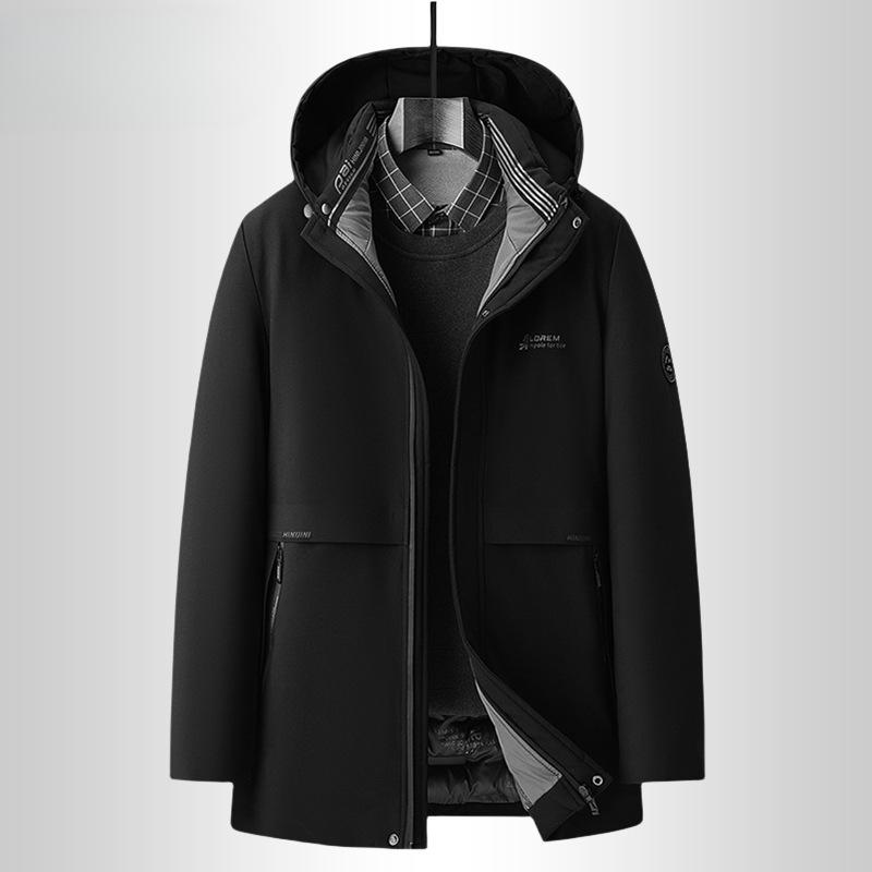 Зимняя мужская одежда с хлопковой подкладкой, деловая повседневная теплая куртка с капюшоном и съемной хлопковой подкладкой, мужская куртка