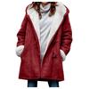 Women Winter Plus Size Solid Plus Velvet Coat Long Sleeve Horn Buckle Pocket Overcoat