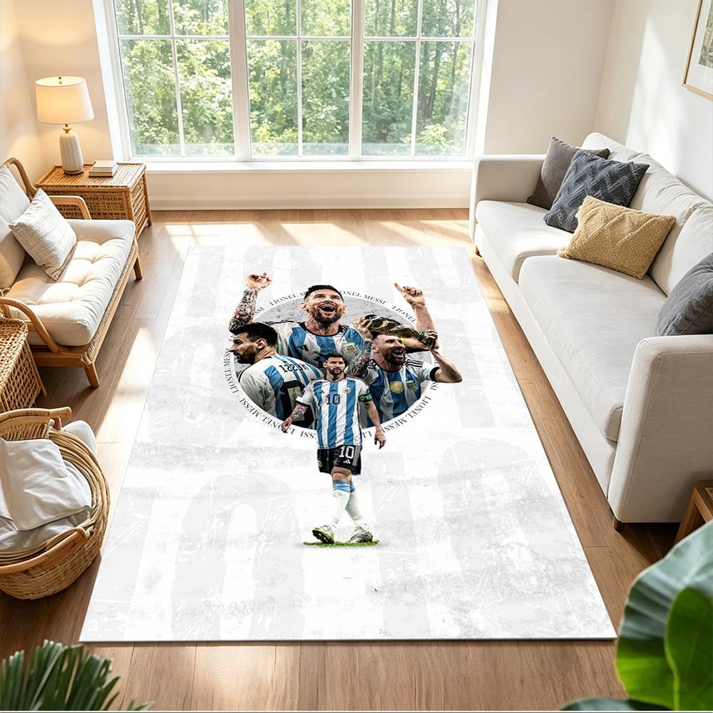 Football Messi Area Rug Suitable for Balcony Dormitory Playrooms Study room Antislip Carpet Anime Office Decor Birthday/Christmas Gift