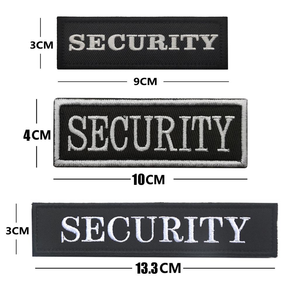 Английская вышитая велкро-нашивка SECURITY - Черно-белый уличный аксессуар