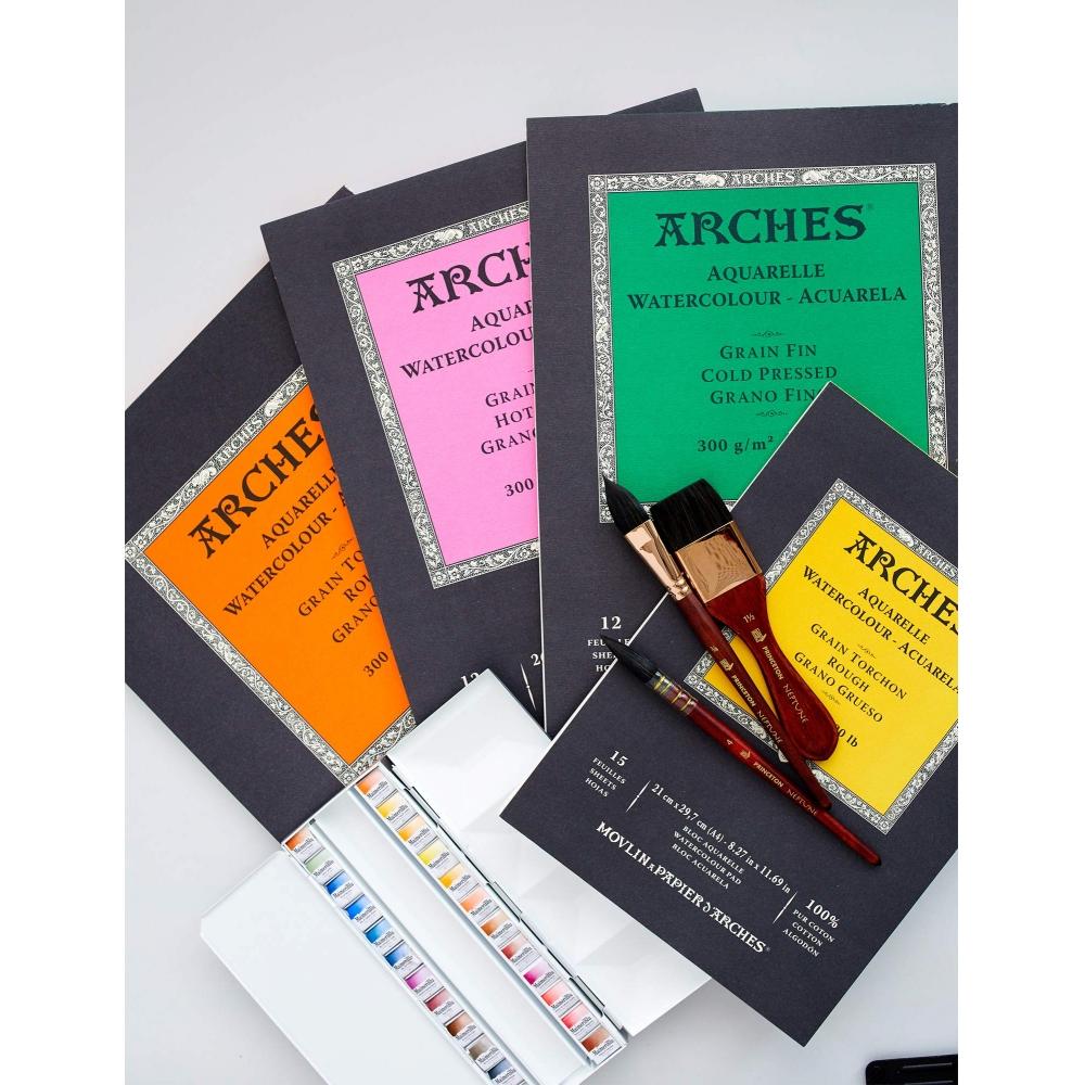 Бумага для акварели Arches, 300 г, тонкая, 23X31 см, 12 листов (1795092) Натуральный белый